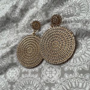 Rhinestone medallion earrings